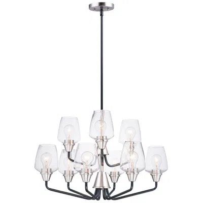 Maxim Goblet 27"w Black And Satin Nickel 9-light Chandelier