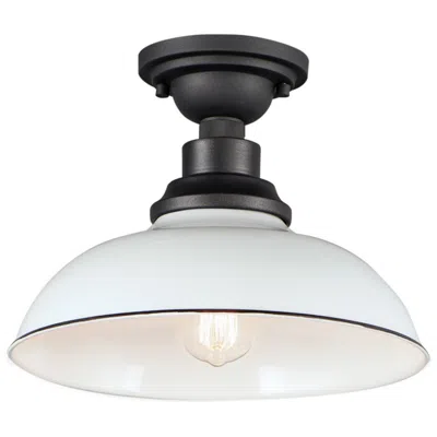 Maxim Granville 12" Wide Black White Metal Ceiling Light