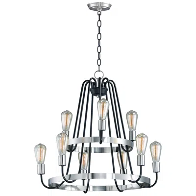Maxim Haven 9-light 27" Wide Black/satin Nickel Chandelier