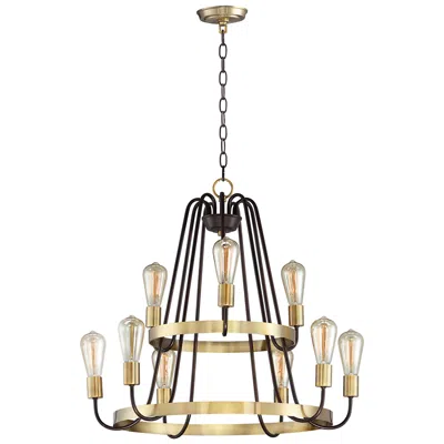 Maxim Haven 9-light 27" Wide Oil Rubbed Bronze/antique Brass Chandelier
