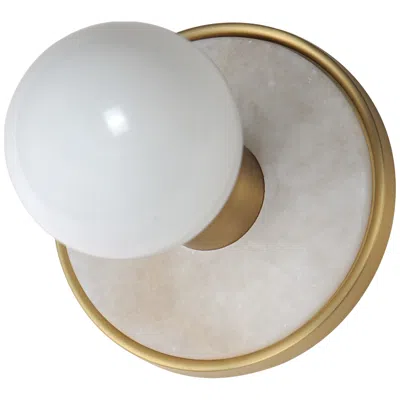 Maxim Hollywood Stone 1-light Sconce W/ Led Bulb Whit Alabaster /brass