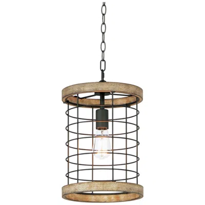 Maxim Homestead 10" Wide Black And Driftwood Mini Pendant