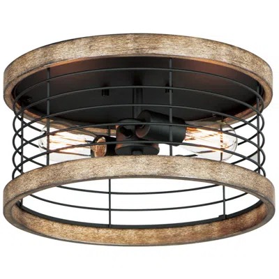 Maxim Homestead 2-light 15" Wide Driftwood/black Semi-flush Mount Light