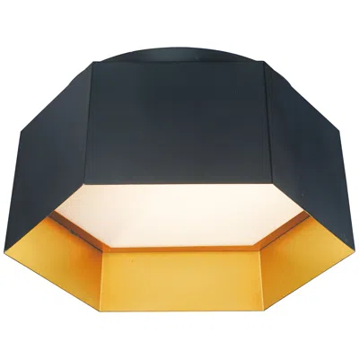 Maxim Honeycomb 16" Wide Black And Gold Modern Led Ceiling Light