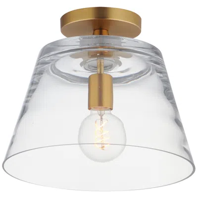Maxim Hudson 12" Clear/natural Aged Brass 1-light Semi-flush Mount/pendant