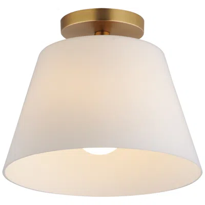 Maxim Hudson 12" White/natural Aged Brass 1-light Semi-flush Mount/pendant