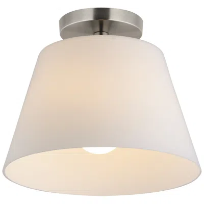 Maxim Hudson 12" Wide White/satin Nickel 1-light Semi-flush Mount/pendant