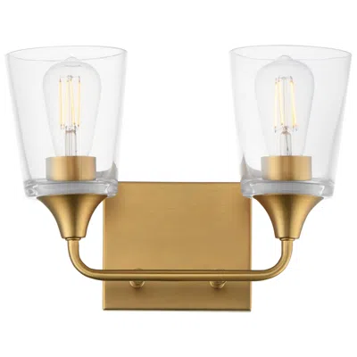 Maxim Hudson 13" Wide Clear/natural Aged Brass 2-light Bath Vanity