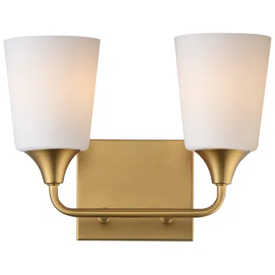 Maxim Hudson 13" Wide White/natural Aged Brass 2-light Bath Vanity