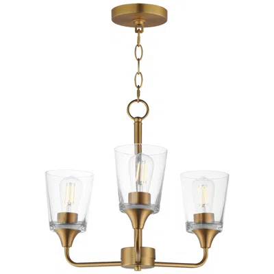 Maxim Hudson 19 3/4" Wide Clear/natural Aged Brass 3-light Chandelier