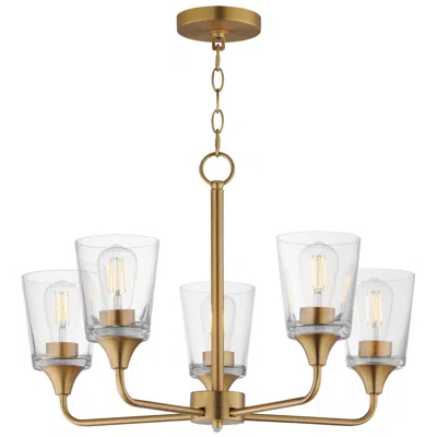 Maxim Hudson 24" Wide Clear/natural Aged Brass 5-light Chandelier