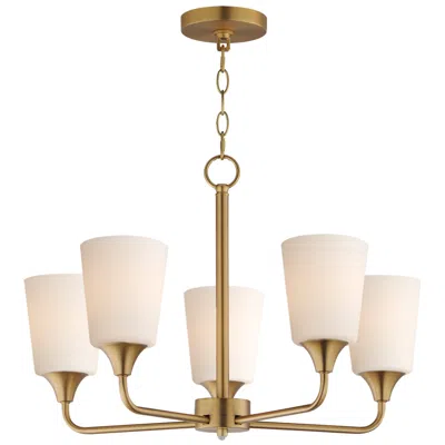 Maxim Hudson 24" Wide White/natural Aged Brass 5-light Chandelier