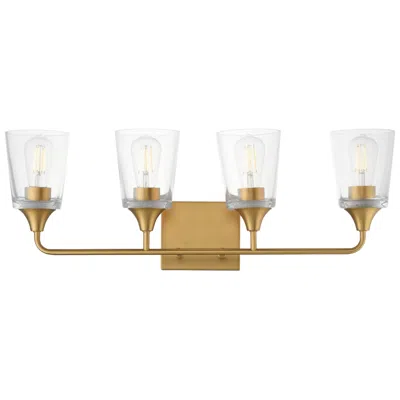 Maxim Hudson 28 1/4" Wide Clear/natural Aged Brass 4-light Bath Vanity