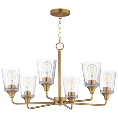 Maxim Hudson 30" Wide Clear/natural Aged Brass 6-light Chandelier