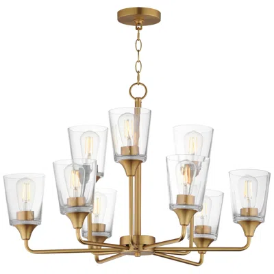 Maxim Hudson 30" Wide Clear/natural Aged Brass 9-light Two-tier Chandelier