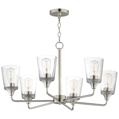 Maxim Hudson 30" Wide Clear/satin Nickel 6-light Chandelier