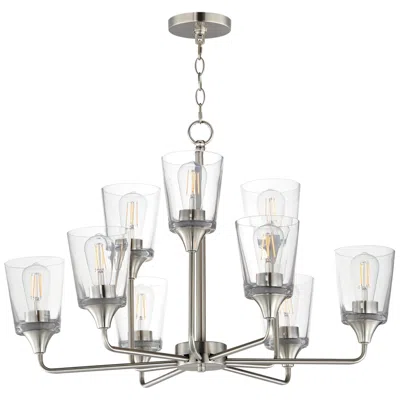 Maxim Hudson 30" Wide Clear/satin Nickel 9-light Two-tier Chandelier