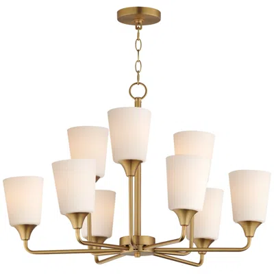 Maxim Hudson 30" Wide White/natural Aged Brass 9-light Chandelier