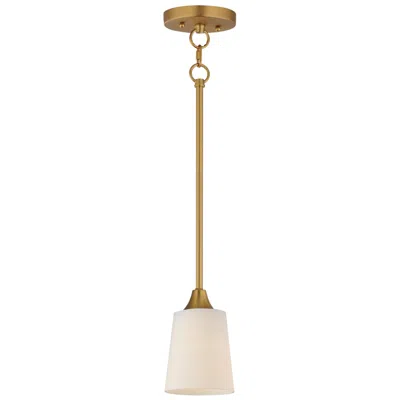 Maxim Hudson 4 3/4" Satin White/natural Aged Brass Mini Pendant