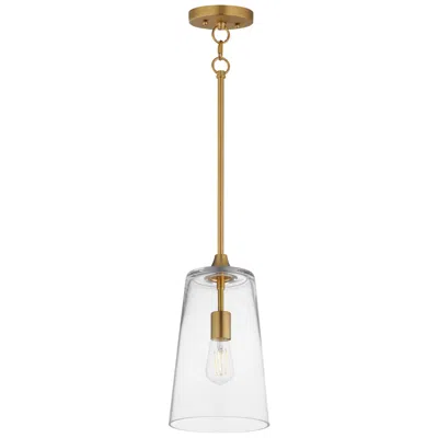 Maxim Hudson 7 3/4" Wide Clear/natural Aged Brass Single Pendant