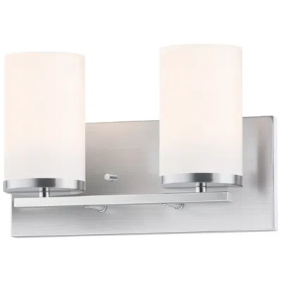 Maxim Lateral 12" Wide 2-light Satin Nickel White Glass Bath Light