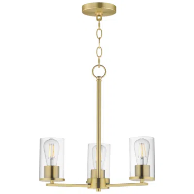 Maxim Lateral 18" Wide Clear/satin Brass 3-light Chandelier