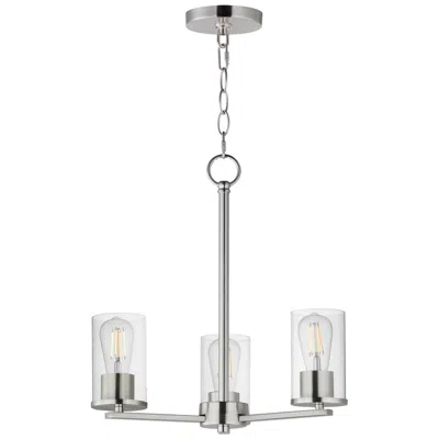 Maxim Lateral 18" Wide Clear/satin Nickel 3-light Chandelier