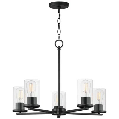 Maxim Lateral 24" Wide Clear/black 5-light Chandelier