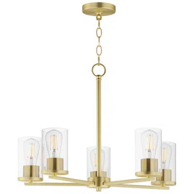 Maxim Lateral 24" Wide Clear/satin Brass 5-light Chandelier
