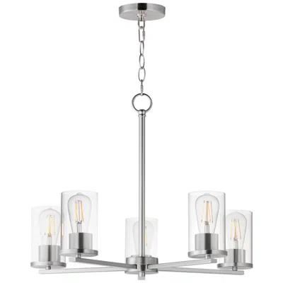 Maxim Lateral 24" Wide Clear/satin Nickel 5-light Chandelier