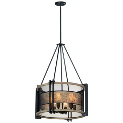 Maxim Lighting Boundry 24" Wide Black 6-light Mesh Drum Chandelier