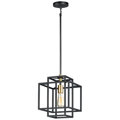 Maxim Liner 9 3/4" Wide Black Geometric Boxes Mini Pendant