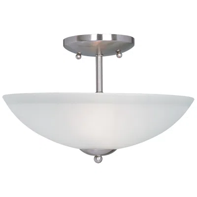 Maxim Logan 13" Wide Satin Nickel Bowl Ceiling Light