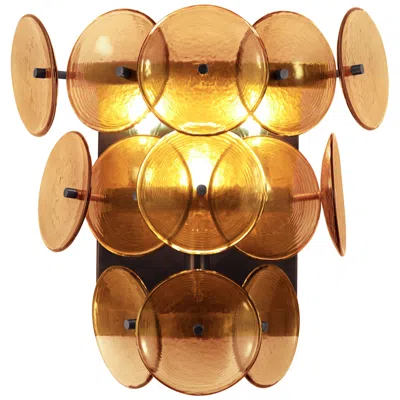 Maxim Loren 15" High Gunmetal/amber Wall Sconce