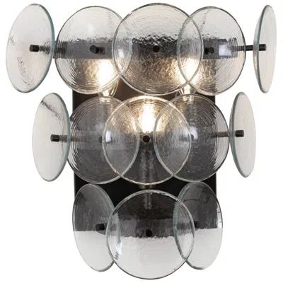 Maxim Loren 15" High Gunmetal/textured Clear Wall Sconce