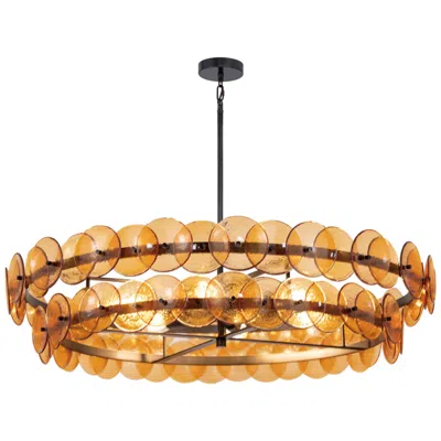 Maxim Loren 42" Wide Gunmetal And Amber Glass 8-light Chandelier