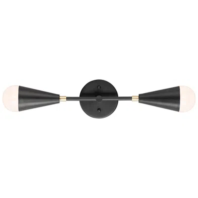 Maxim Lovell 18" Wide Black And Satin Brass 2-light Wall Sconce