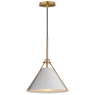 Maxim Lucas 13" Light French Gray/natural Aged Brass Single Pendant In Gold
