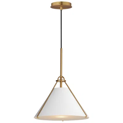 Maxim Lucas 13" White/natural Aged Brass Single Pendant