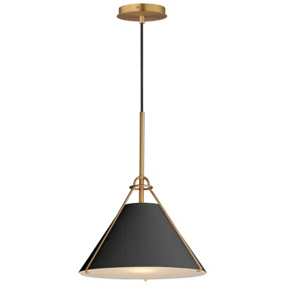 Maxim Lucas 13" Wide Black/natural Aged Brass Single Pendant