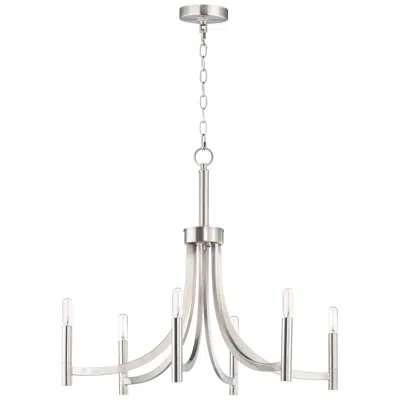 Maxim Lyndon 28" Satin Nickel 6-light Modern Candelabra Chandelier