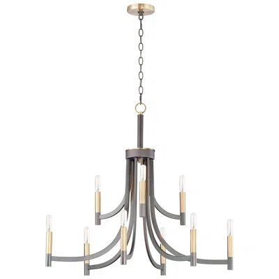 Maxim Lyndon 9-light 32" Wide Bronze/antique Brass Chandelier