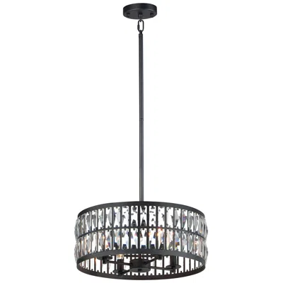 Maxim Madeline20"w Black And Crystal 4-light Drum Pendant