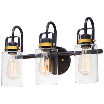 Maxim Magnolia 18 1/4"w Bronze And Gold 3-light Bath Light