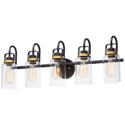 Maxim Magnolia 32" Wide Bronze And Gold 5-light Bath Light