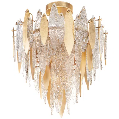 Maxim Majestic 24" Wide Gold Leaf And Glass Ceiling Light