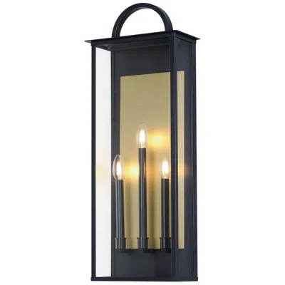Maxim Manchester 30"h Black And Gold 3-light Outdoor Wall Light