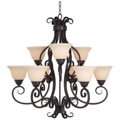 Maxim Manor 33" Wide Bronze Scroll Two-tier Chandelier