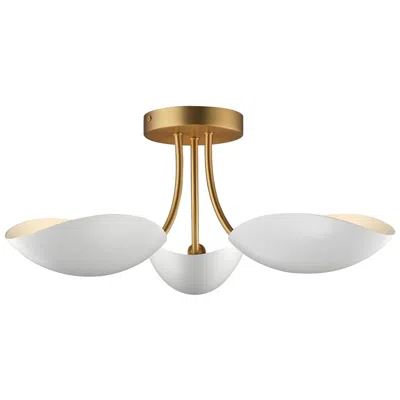 Maxim Maris 22" Wide White/natural Aged Brass 3-light Semi Flush