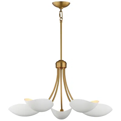 Maxim Maris 26 1/2" Wide White/natural Aged Brass 5-light Chandelier